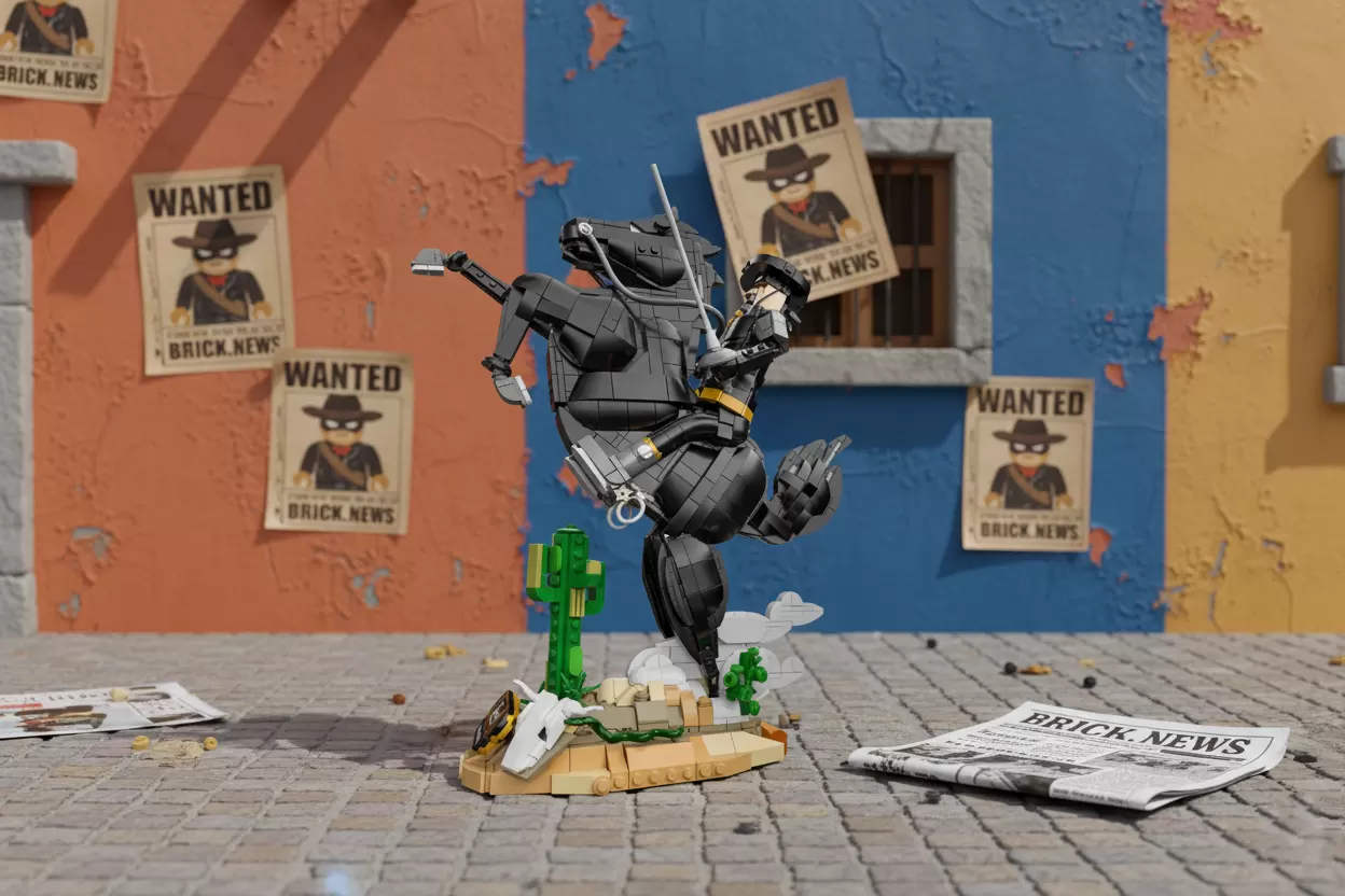 Zorro em LEGO®: o herói mascarado e o cavalo Tornado num MOC de 1200 peças