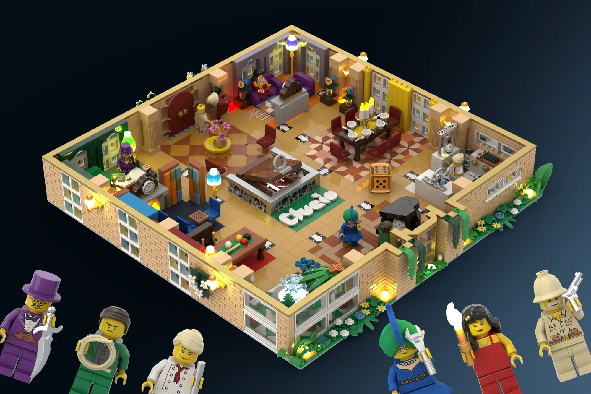 A LEGO® Cluedo Mansion You Can Actually Play - 9 Rooms and a Secret Basement