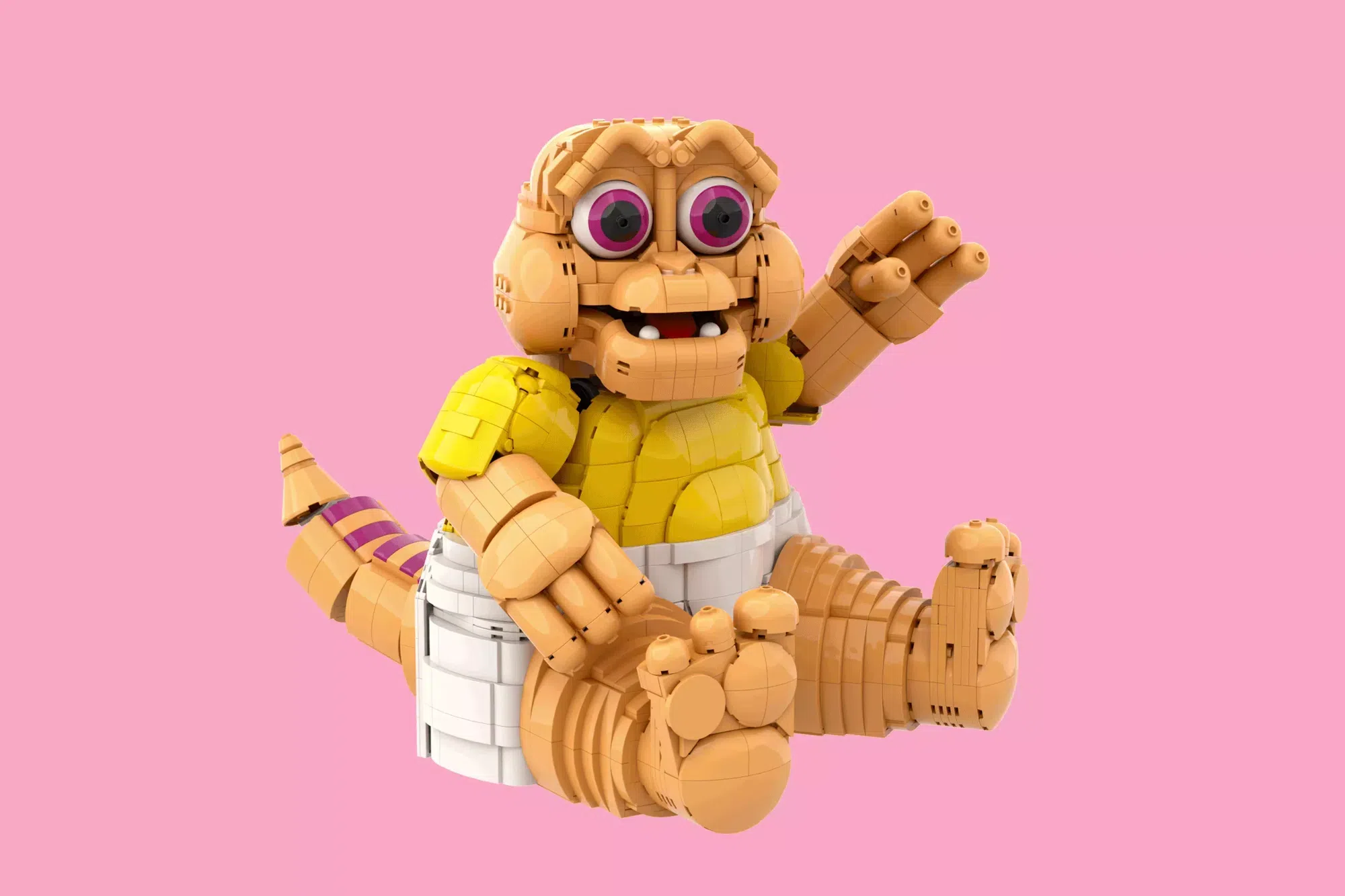 Baby Sinclair da série Dinossauros ganha vida em projeto LEGO® Ideas com boca articulada