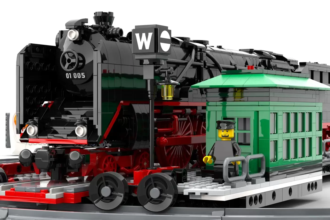 German Steam Train BR01 Series Celebrates 100 Years with LEGO® Ideas Turntable Model — side view