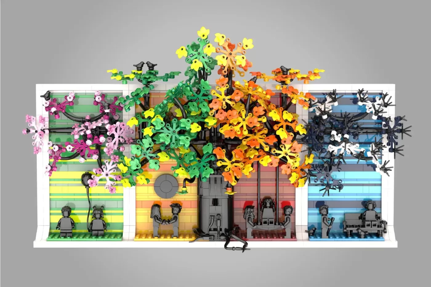 LEGO® Ideas Four Seasons of Life Reaches 10K Supporters with Beautiful Wall Art Design — detail view