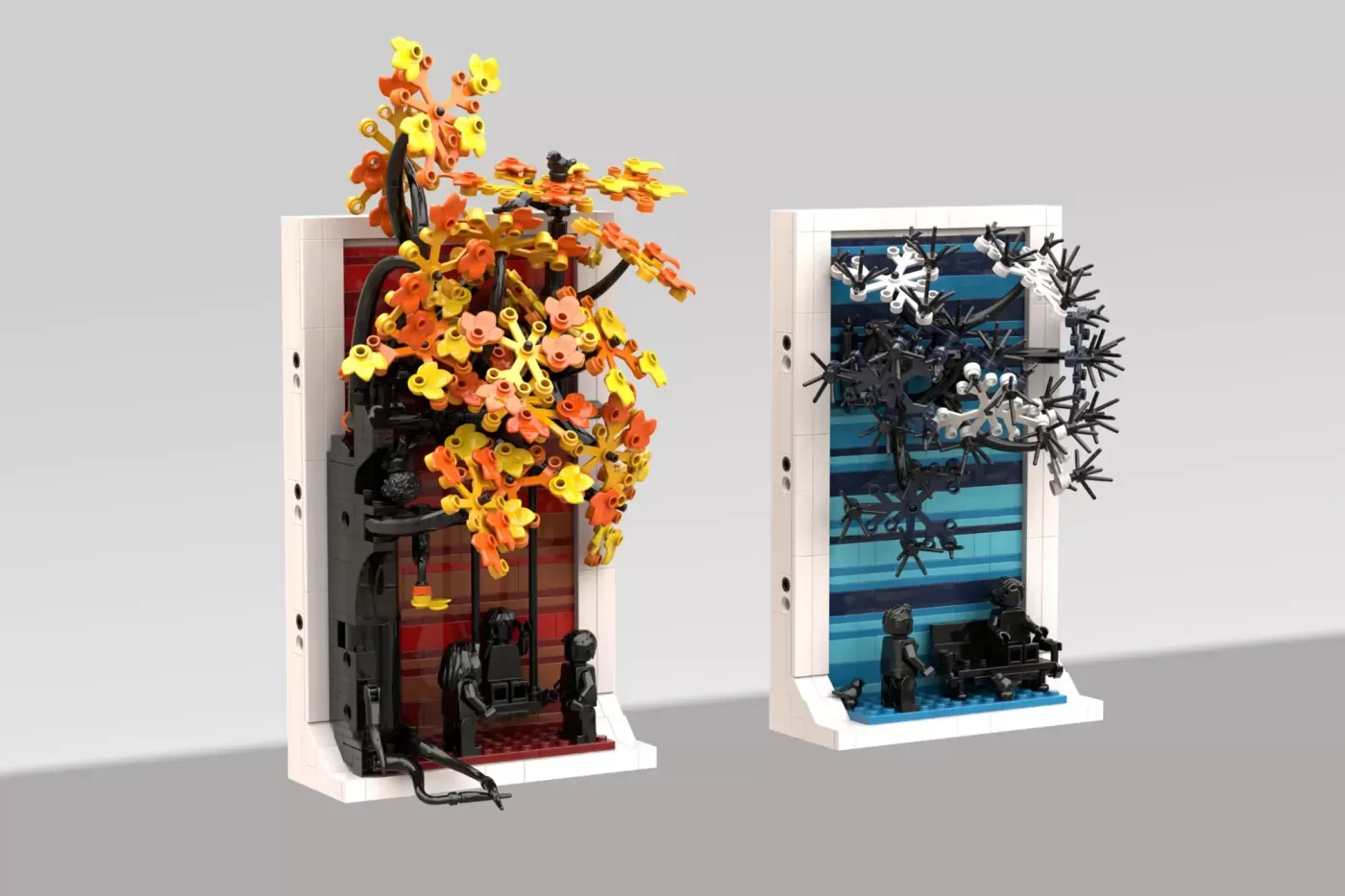 LEGO® Ideas Four Seasons of Life Reaches 10K Supporters with Beautiful Wall Art Design — close-up