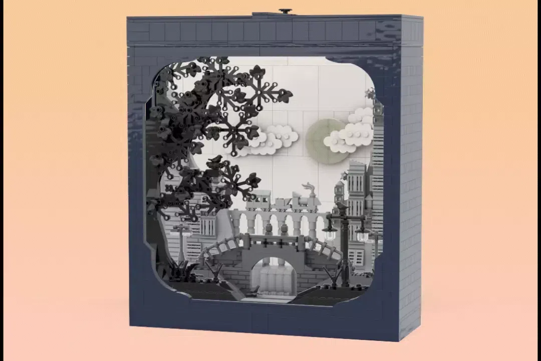 The Light Box em LEGO® Ideas - o diorama com três camadas trocáveis e luz de palco
