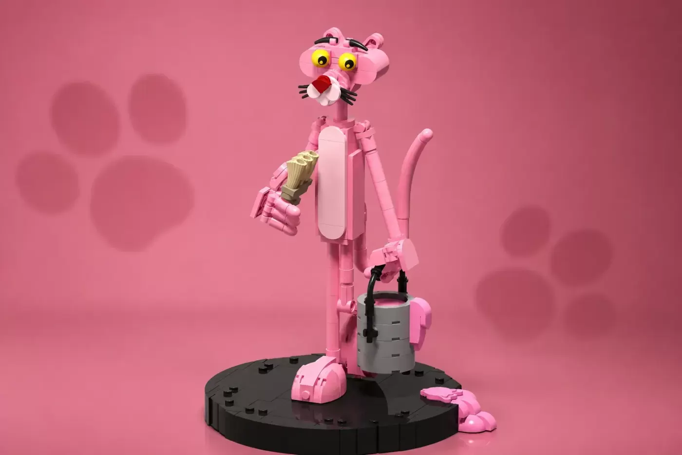 A Pantera Cor-de-Rosa Ganhou uma Versão em Tijolos - Pincel Incluído