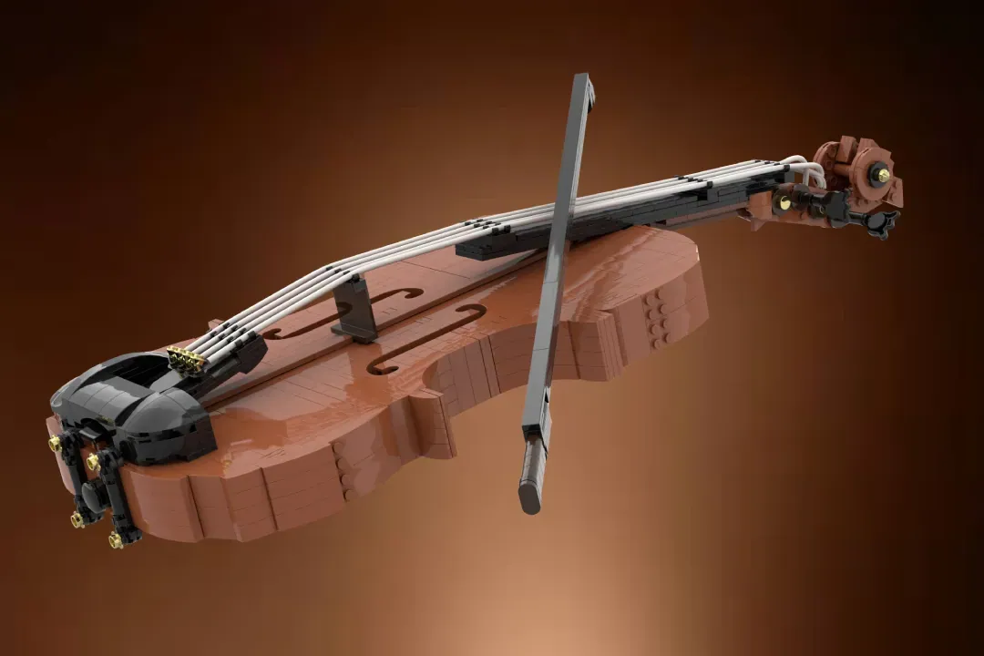 This 1,112-Piece LEGO® Violin Nails the Tricky F-Holes and Pegs