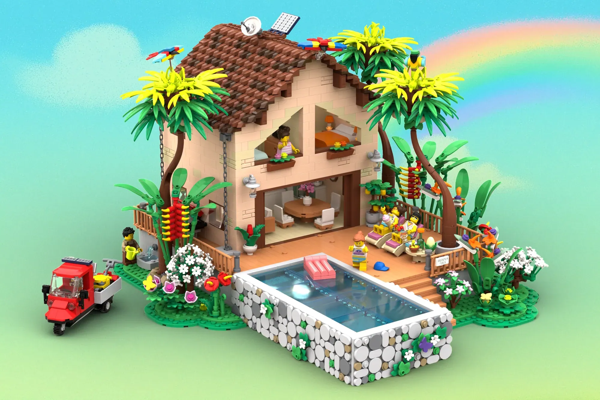 This 3,372-Piece LEGO® Caribbean Villa Comes With a Private Pool and a Solar-Powered Van